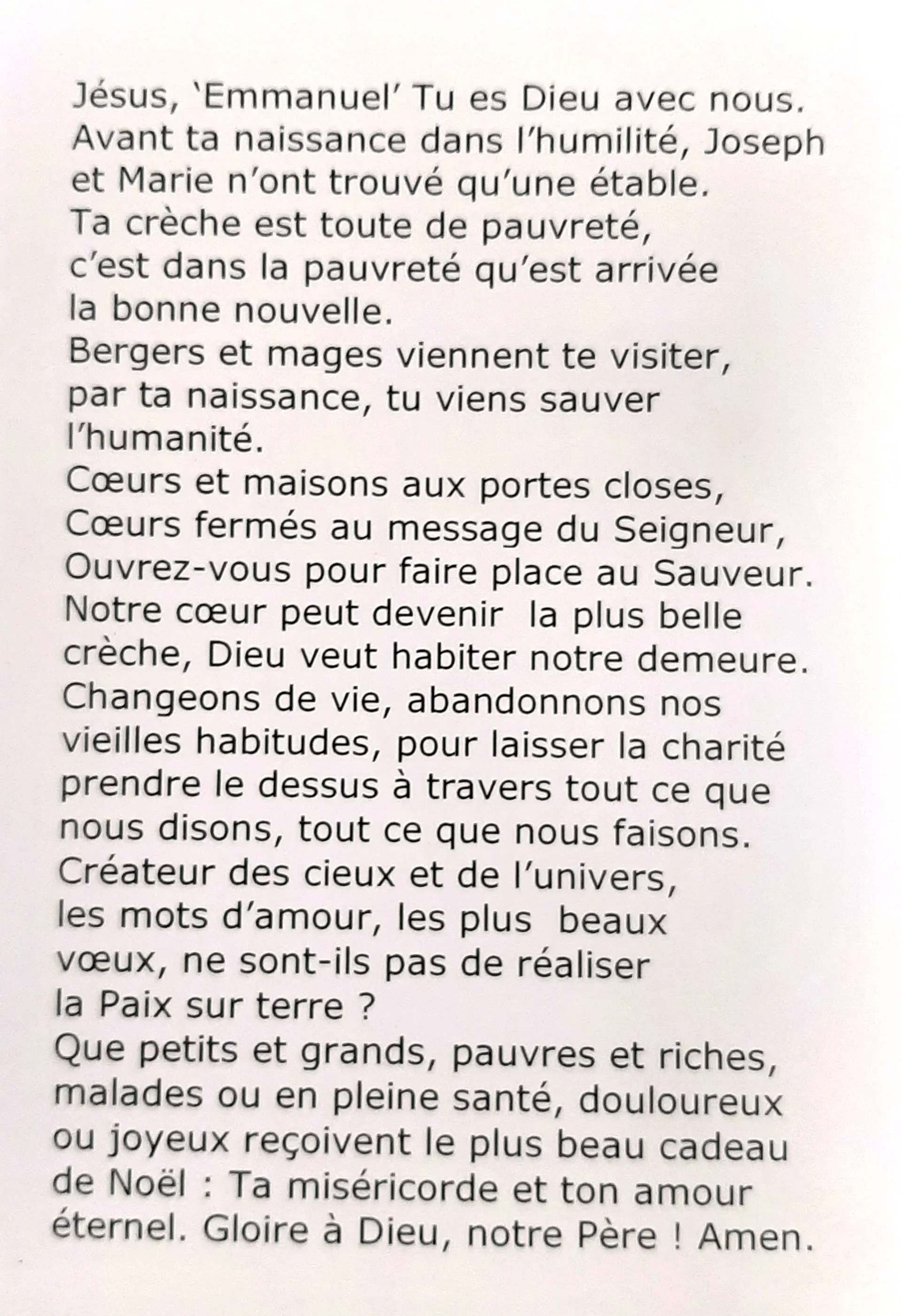 Jésus Emmnauel prière temps Noël