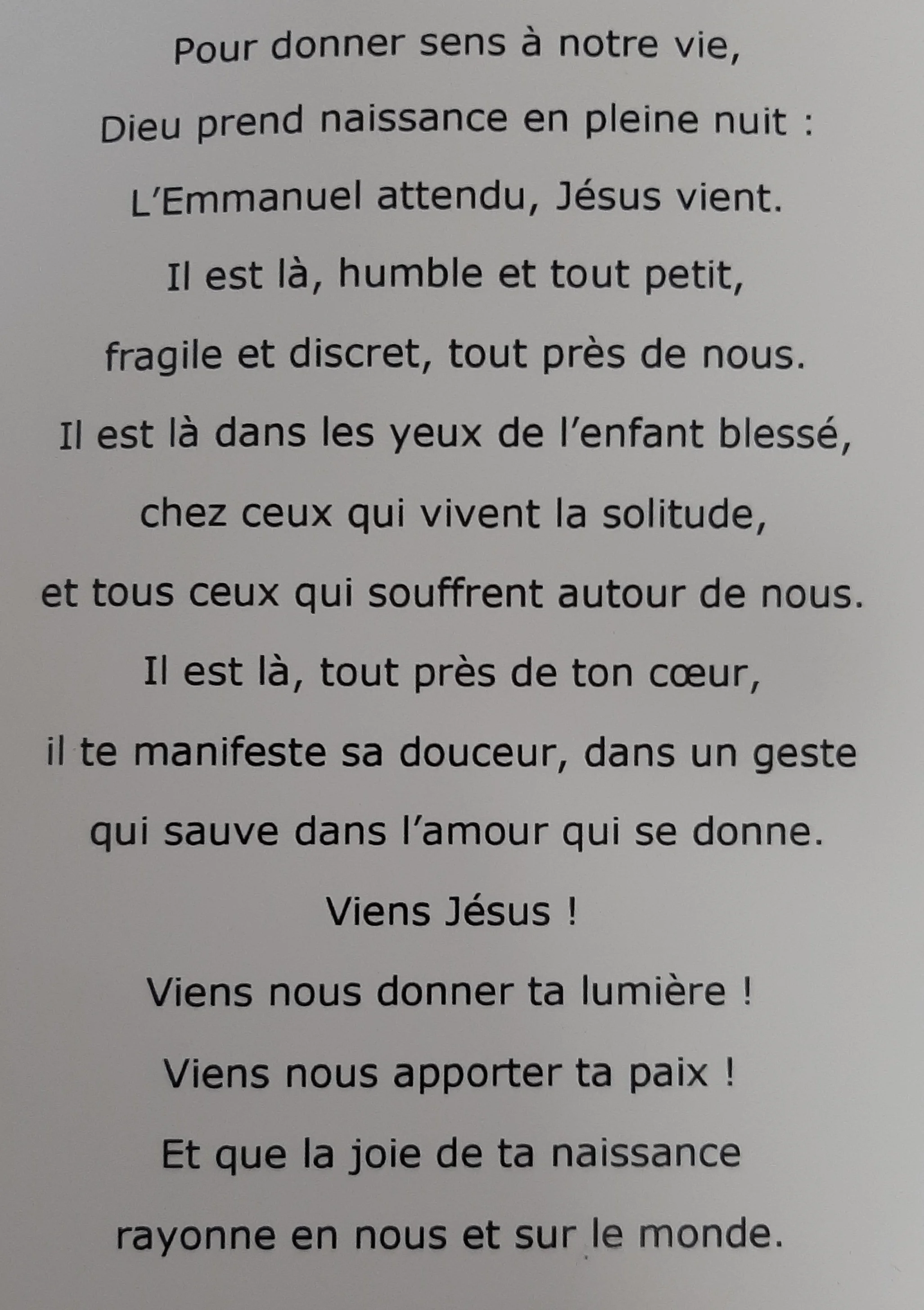 prière de noël